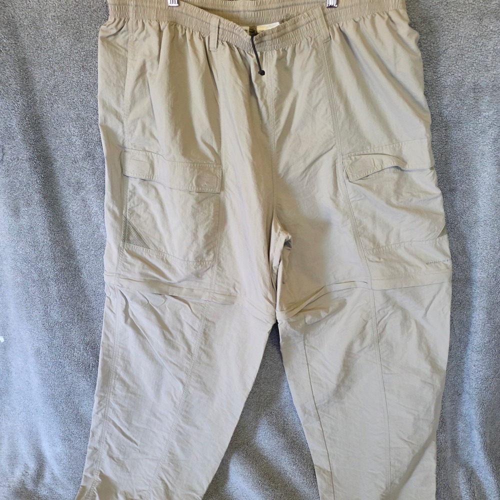Columbia PFG Convertible Cargo Pants Mens XXL Tan Khaki Zip Off Fishing Hiking
